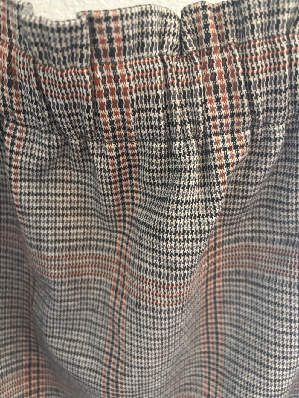 LOFT Plaid Mini Skirt in Gray with Rust Accents - Picture 3 of 4